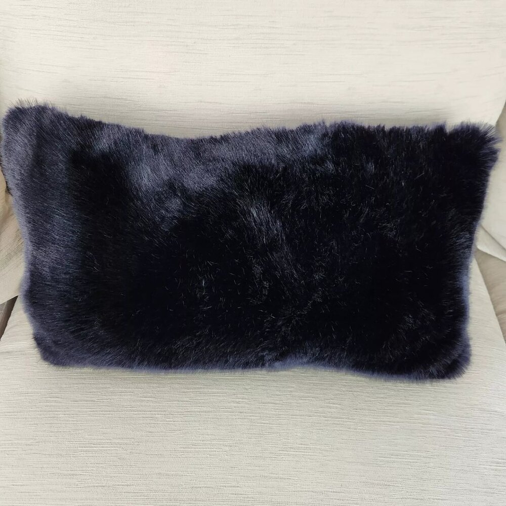 Aviva Stanoff furry black  10 x 20" toss pillow high end